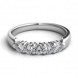 A Platinum Five Diamond Mutual Prong Wedding Ring