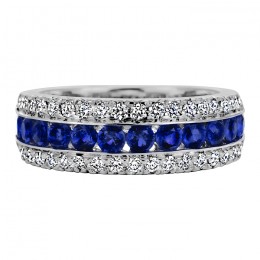 An 18k White Gold Sapphire And Diamond Wedding Band