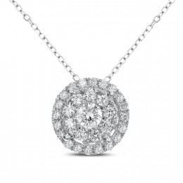 18k White Gold Diamond Cluster Pendant 