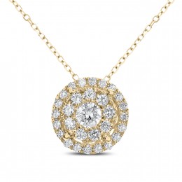 An 18k Yellow Gold Diamond Cluster Pendant