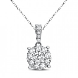An 18k White Gold Diamond Cluster Pendant