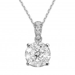 An 18k White Gold 0.35 Diamond Illusion Pendant