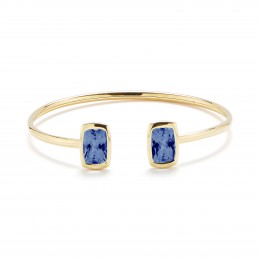 A & Furst Gaia 18k Yellow Gold London Blue Topaz Bangle Bracelet 