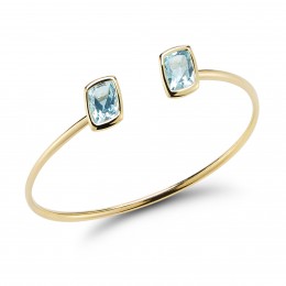 A & Furst Gaia 18k Yellow Gold Blue Topaz Bangle Bracelet 