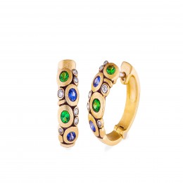 Alex Sepkus 18k Yellow Gold Sapphire And Diamond Huggie Earrings