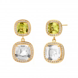 SYNA 18k Yellow Gold Mogul Cushion Diamond Earrings 