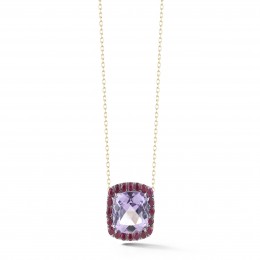 A & Furst Dynamite 18k Blackened Yellow Gold Amethyst And Rubie Pendant Necklace