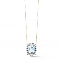 A & Furst Dynamite 18k Blackened Gold Blue Topaz And Diamond Pendant Necklace 