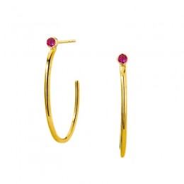 SYNA 18k Yellow Gold Mogul Ruby Hoops
