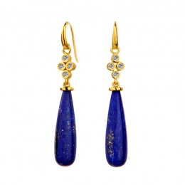 SYNA 18K Yellow Gold Mogul Long Lapis Drop Earrings