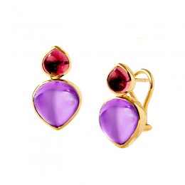 SYNA 18k Mogul Gemstone Heart Clip Earrings