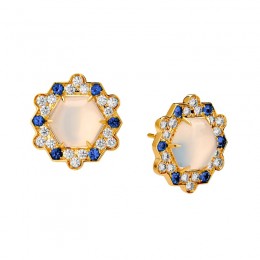SYNA 18k Mogul Hex Diamond Earrings