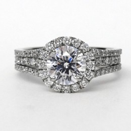 Platinum Three Row Pave Set Diamond Semi Mount 