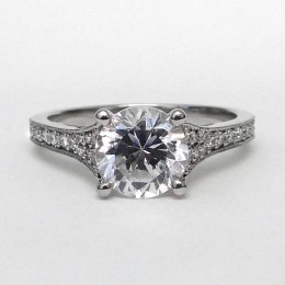 A Platinum Pave Set Diamond Semi Mount Engagement Ring