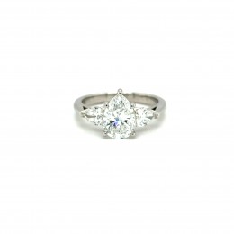 A Platinum Pear Shaped Diamond Ring