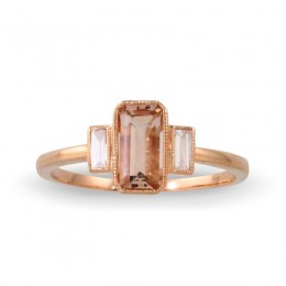 18K Rose Gold Diamond Ring With Morganite Center