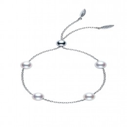 Mikimoto Akoya Cultured Pearl Station Bracelet In 18k White Gold