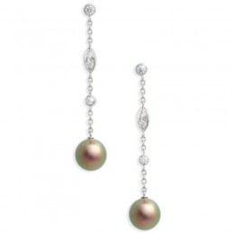 Mikimoto Dangling Earrings In 18k White Gold