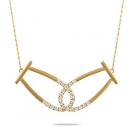 18K Yellow Gold Diamond Necklace In Satin Finish