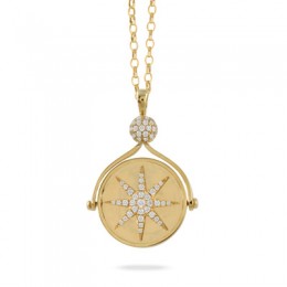 Doves 18k Yellow Gold Reversible Diamond Medallion 