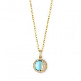 SYNA Blue Topaz & Champagne Diamond Eclipse Pendant