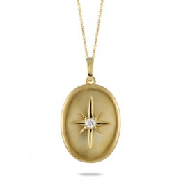 18K Yellow Gold Diamond Pendant In Satin Finish
