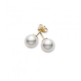 Mikimoto Akoya Pearl Stud Earrings In 18k Yellow Gold