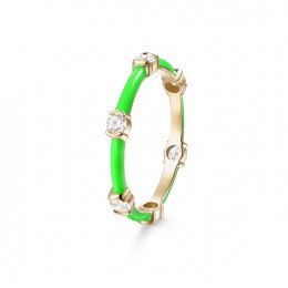 Melissa Kaye Neon Green Enamel Zea Ring
