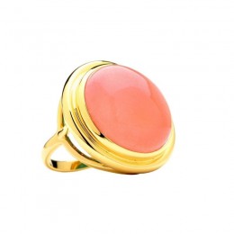 SYNA Salmon Coral Yellow Gold Ring