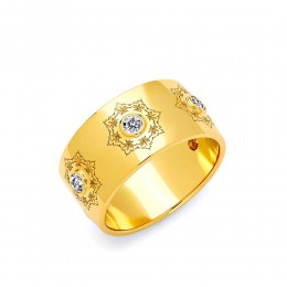 SYNA Wide Mogul Diamond Flower Band