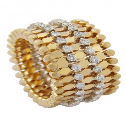Multifunctional 18k Yellow Gold 5 Row Diamond Ring And Bracelet 