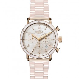 Canfield Sport 40mm Chronograph, White MOP Dial Blush Ceramic Bracelet Watch
