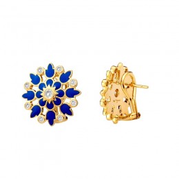 SYNA 18k Yellow Gold Mogul Enamel & Diamond Studs 