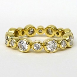 An 18k Yellow Gold Bezel Set Diamond Eternity Band 