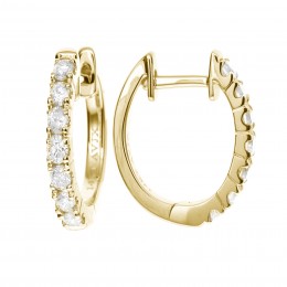 18k Yellow Gold Diamond Hoop Earrings