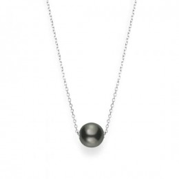 Black South Sea Cultured Single Pearl Pendant In 18k White Gold