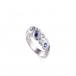 Alex Sepkus Platinum Sapphire And Diamond Candy Dome Ring 