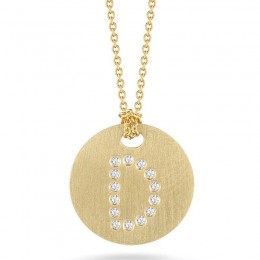 Roberto Coin 18Kt Gold Disc Pendant With Diamond Initial D