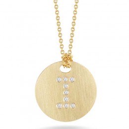 Roberto Coin 18Kt Gold Disc Pendant With Diamond Initial I
