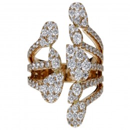 Damaso 18k Rose Gold Triple Row Diamond Ring