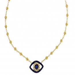Damaso 18k Yellow Gold Sapphire And Diamond Evil Eye Pendant 