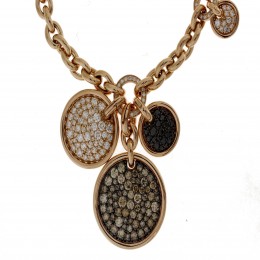 Damaso 18k Rose Gold Diamond Disc Necklace 