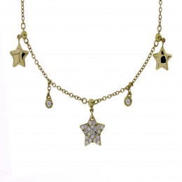 Damaso 18k Yellow Gold Diamond Star Necklace 