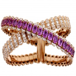 Damaso 18k Rose Gold Pink Sapphire And Diamond Bracelet