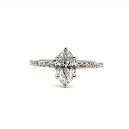 A Platinum Marquise Diamond Engagement Ring 
