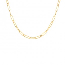 18k Yellow Designer Gold Paperclip And Round Chain 