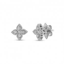 Roberto Coin 18Kt Gold Small Stud Earrings With Diamonds