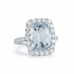A & Furst 18k White Cold Dynamite Cocktail Ring With Aquamarine And Diamonds 