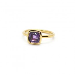 A & Furst Gaia Small Stackable Ring with Amethyst, 18K Yellow Gold