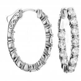 18k White Gold Diamond Hoop Earrings 